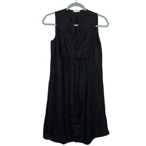 Eileen Fisher Dress Womens XS Black Irish Linen Sleeveless Minimalist Lagenlook
